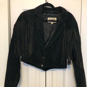 Real suede vintage fringed jacket